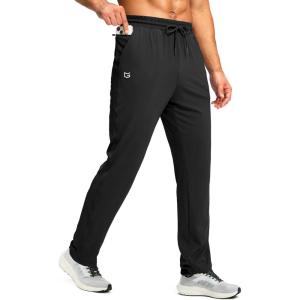 G Gradual Men’s Sweatpants with Zipper Pocket Workout Athletic Track Pants Stretch Tapered Joggers for Gym Running Jogging(Black)