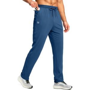 G Gradual Men’s Sweatpants with Zipper Pocket Workout Athletic Track Pants Stretch Tapered Joggers for Gym Running Jogging(Dark Blue)