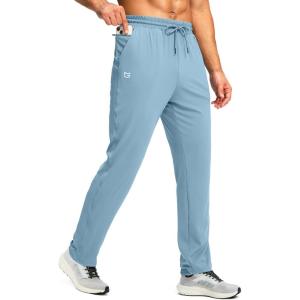 G Gradual Men’s Sweatpants with Zipper Pocket Workout Athletic Track Pants Stretch Tapered Joggers for Gym Running Jogging(Haze Blue)