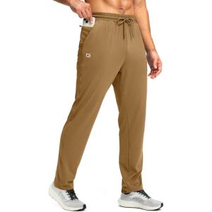 G Gradual Men’s Sweatpants with Zipper Pocket Workout Athletic Track Pants Stretch Tapered Joggers for Gym Running Jogging(Khaki)