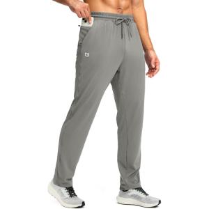 G Gradual Men’s Sweatpants with Zipper Pocket Workout Athletic Track Pants Stretch Tapered Joggers for Gym Running Jogging(Light Grey)