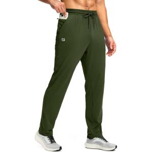 G Gradual Men’s Sweatpants with Zipper Pocket Workout Athletic Track Pants Stretch Tapered Joggers for Gym Running Jogging(Olive)