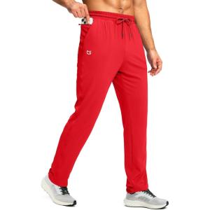 G Gradual Men’s Sweatpants with Zipper Pocket Workout Athletic Track Pants Stretch Tapered Joggers for Gym Running Jogging(Power Red)
