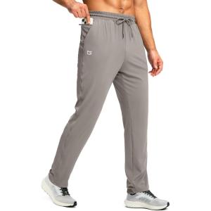 G Gradual Men’s Sweatpants with Zipper Pocket Workout Athletic Track Pants Stretch Tapered Joggers for Gym Running Jogging(Taupe)
