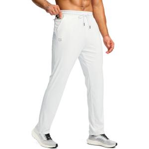 G Gradual Men’s Sweatpants with Zipper Pocket Workout Athletic Track Pants Stretch Tapered Joggers for Gym Running Jogging(White)