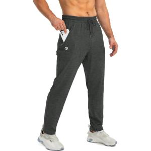 G Gradual Men’s Sweatpants with Zipper Pockets Tapered Joggers for Men Athletic Pants for Workout, Jogging, Running(C Heathered Black)