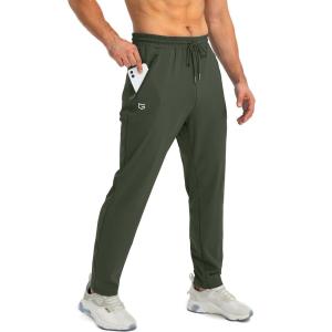 G Gradual Men’s Sweatpants with Zipper Pockets Tapered Joggers for Men Athletic Pants for Workout, Jogging, Running(Olive Green)