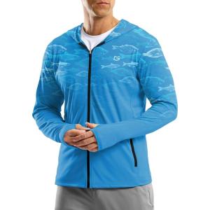 G Gradual Men’s UPF 50+ Sun Protection Hoodie Jacket Lightweight Full Zip Hoodies Long Sleeve Shirts for Men Hiking Fishing(Blue Fish)