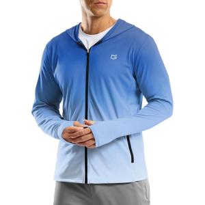 G Gradual Men’s UPF 50+ Sun Protection Hoodie Jacket Lightweight Full Zip Hoodies Long Sleeve Shirts for Men Hiking Fishing(Blue/White Gradient)