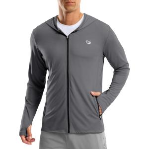 G Gradual Men’s UPF 50+ Sun Protection Hoodie Jacket Lightweight Full Zip Hoodies Long Sleeve Shirts for Men Hiking Fishing(Dark Grey)