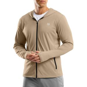 G Gradual Men’s UPF 50+ Sun Protection Hoodie Jacket Lightweight Full Zip Hoodies Long Sleeve Shirts for Men Hiking Fishing(Khaki)