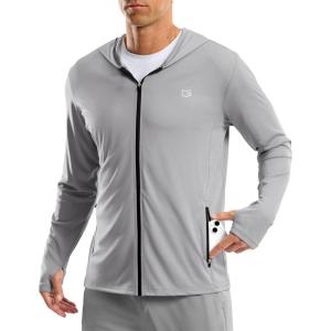G Gradual Men’s UPF 50+ Sun Protection Hoodie Jacket Lightweight Full Zip Hoodies Long Sleeve Shirts for Men Hiking Fishing(Light Grey)