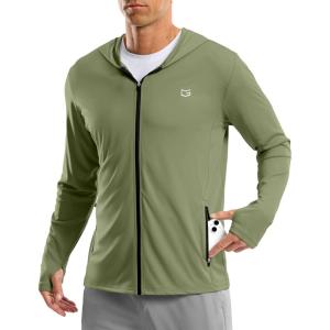 G Gradual Men’s UPF 50+ Sun Protection Hoodie Jacket Lightweight Full Zip Hoodies Long Sleeve Shirts for Men Hiking Fishing(Olive)
