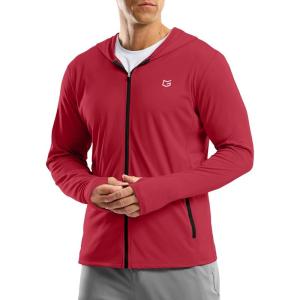 G Gradual Men’s UPF 50+ Sun Protection Hoodie Jacket Lightweight Full Zip Hoodies Long Sleeve Shirts for Men Hiking Fishing(Red)