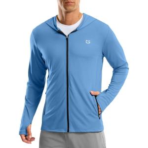 G Gradual Men’s UPF 50+ Sun Protection Hoodie Jacket Lightweight Full Zip Hoodies Long Sleeve Shirts for Men Hiking Fishing(Sky Blue)