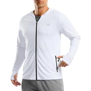 G Gradual Men’s UPF 50+ Sun Protection Hoodie Jacket Lightweight Full Zip Hoodies Long Sleeve Shirts for Men Hiking Fishing(White)