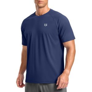 G Gradual Men’s Workout Athletic T-Shirts Moisture Wicking Cooling Running Shirts Short Sleeve Performance Tee for Gym Tennis(Dark Blue)