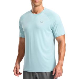G Gradual Men’s Workout Athletic T-Shirts Moisture Wicking Cooling Running Shirts Short Sleeve Performance Tee for Gym Tennis(Light Blue)