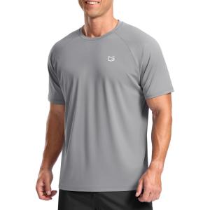 G Gradual Men’s Workout Athletic T-Shirts Moisture Wicking Cooling Running Shirts Short Sleeve Performance Tee for Gym Tennis(Light Grey)