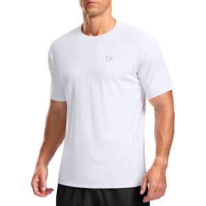 G Gradual Men’s Workout Athletic T-Shirts Moisture Wicking Cooling Running Shirts Short Sleeve Performance Tee for Gym Tennis(White)