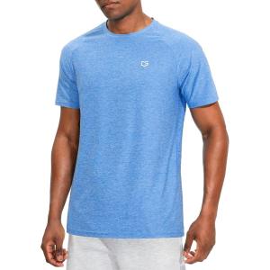 G Gradual Men’s Workout Quick Dry T-Shirts Short Sleeve Lightweight Cooling Gym Shirts Tee for Running, Beach, Hiking(1 Pack: Heather Blue-02)