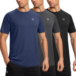 G Gradual Men’s Workout Quick Dry T-Shirts Short Sleeve Lightweight Cooling Gym Shirts Tee for Running, Beach, Hiking(3 Pack: Black/Grey/Navy)