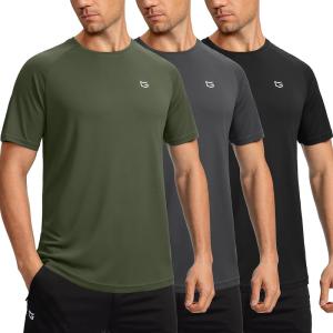 G Gradual Men’s Workout Quick Dry T-Shirts Short Sleeve Lightweight Cooling Gym Shirts Tee for Running, Beach, Hiking(3 Pack: Black/Grey/Olive Green)