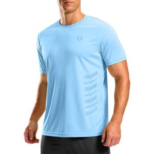 G Gradual Men’s Workout Shirts Quick Dry Athletic Running T-Shirts Lightweight Moisture Wicking Short Sleeve Sports Gym Tops(Haze Blue)