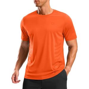 G Gradual Men’s Workout Shirts Quick Dry Athletic Running T-Shirts Lightweight Moisture Wicking Short Sleeve Sports Gym Tops(Orange)