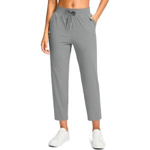 G Gradual Petite Pants for Women 24″/26″ Ankle Pants 2 Pockets Stretchy 7/8 Sweatpants for Golf Travel Athletic Casual(Bright Grey)