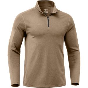 G Gradual Quarter Zip Pullover for Men Fleece Lined Sweatshirt Long Sleeve Winter Golf Shirt Mock Neck Polo Running Sweater(Brown)