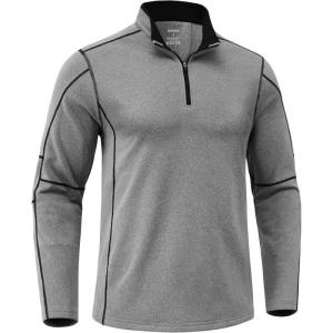 G Gradual Quarter Zip Pullover for Men Fleece Lined Sweatshirt Long Sleeve Winter Golf Shirt Mock Neck Polo Running Sweater(Dusty White)