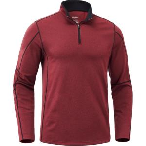 G Gradual Quarter Zip Pullover for Men Fleece Lined Sweatshirt Long Sleeve Winter Golf Shirt Mock Neck Polo Running Sweater(Red)