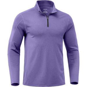 G Gradual Quarter Zip Pullover for Men Fleece Lined Sweatshirt Long Sleeve Winter Golf Shirt Mock Neck Polo Running Sweater(Smoke Purple)