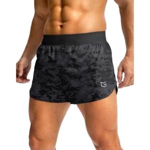 G Gradual Running Shorts for Men 3 Inch Lighweight Quick Dry Workout Gym Athletic Jogging Shorts with Inner Key Pocket(Black Camo)