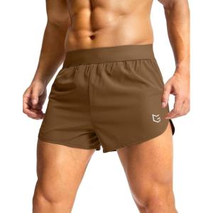 G Gradual Running Shorts for Men 3 Inch Lighweight Quick Dry Workout Gym Athletic Jogging Shorts with Inner Key Pocket(Brown)