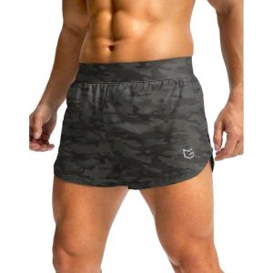 G Gradual Running Shorts for Men 3 Inch Lighweight Quick Dry Workout Gym Athletic Jogging Shorts with Inner Key Pocket(Green Camo)