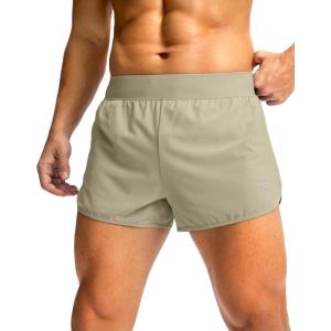 G Gradual Running Shorts for Men 3 Inch Lighweight Quick Dry Workout Gym Athletic Jogging Shorts with Inner Key Pocket(Light Khaki)