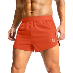 G Gradual Running Shorts for Men 3 Inch Lighweight Quick Dry Workout Gym Athletic Jogging Shorts with Inner Key Pocket(Orange)