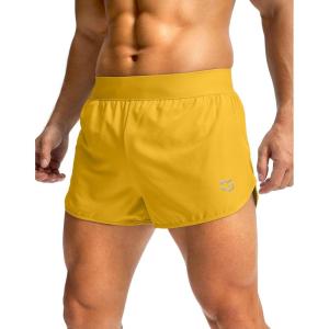 G Gradual Running Shorts for Men 3 Inch Lighweight Quick Dry Workout Gym Athletic Jogging Shorts with Inner Key Pocket(Yellow)