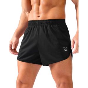 G Gradual Running Shorts for Men 3.5 inch Lightweight Breathable Gym Shorts with Brief Liner Athletic Training Workout Sport(Black)