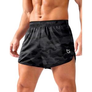 G Gradual Running Shorts for Men 3.5 inch Lightweight Breathable Gym Shorts with Brief Liner Athletic Training Workout Sport(Camo Black)