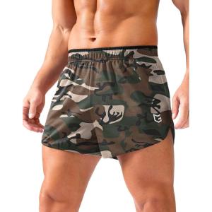 G Gradual Running Shorts for Men 3.5 inch Lightweight Breathable Gym Shorts with Brief Liner Athletic Training Workout Sport(Green Camo)