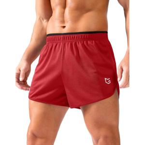 G Gradual Running Shorts for Men 3.5 inch Lightweight Breathable Gym Shorts with Brief Liner Athletic Training Workout Sport(Red)