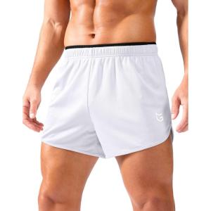 G Gradual Running Shorts for Men 3.5 inch Lightweight Breathable Gym Shorts with Brief Liner Athletic Training Workout Sport(White)