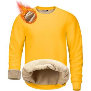 G Gradual Sherpa Lined Sweatshirts for Men Fleece Crewneck Sweatshirt Pullover Warm Shirts for Winter(Bright Yellow)