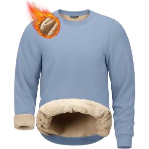 G Gradual Sherpa Lined Sweatshirts for Men Fleece Crewneck Sweatshirt Pullover Warm Shirts for Winter(Haze Blue)