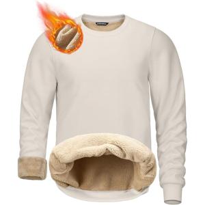 G Gradual Sherpa Lined Sweatshirts for Men Fleece Crewneck Sweatshirt Pullover Warm Shirts for Winter(Off-white)