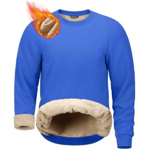 G Gradual Sherpa Lined Sweatshirts for Men Fleece Crewneck Sweatshirt Pullover Warm Shirts for Winter(Victoria Blue)