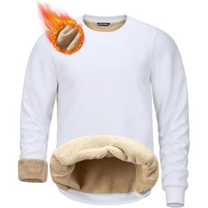 G Gradual Sherpa Lined Sweatshirts for Men Fleece Crewneck Sweatshirt Pullover Warm Shirts for Winter(White)